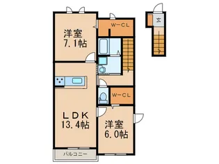 ハピネス南里B棟【2階】の間取り
