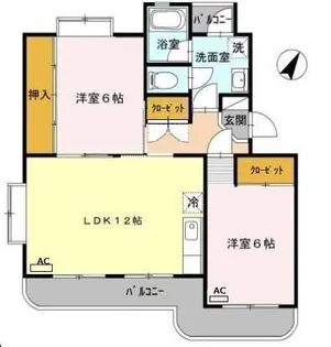 サンハイツ中浜【2階】の間取り