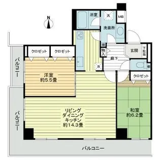 コルソグロワール天神前【5階】の間取り