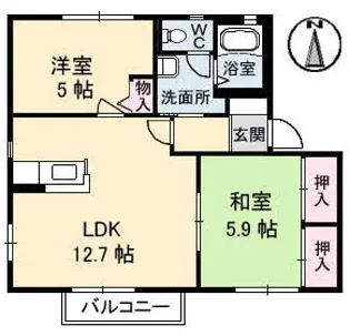 メゾンレディバードB棟【2階】の間取り