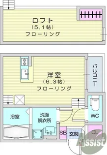 ユナプレイス弓ノ町【1階】の間取り