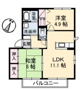 シャーメゾン朝海 B棟【2階】の間取り