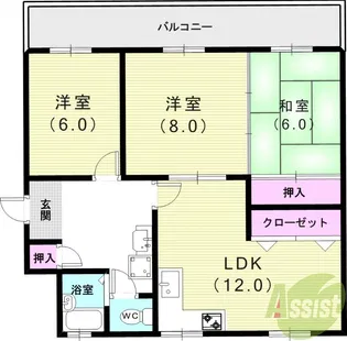 ひよどり台3団地20号棟【4階】の間取り
