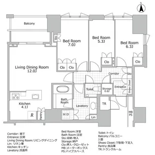 ザ・レジデンス三田【7階】の間取り