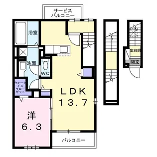 六ツ角フラット5号【3階】の間取り