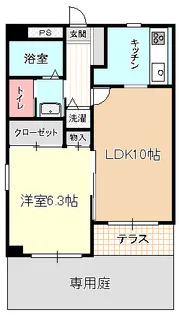シャテーヌ春日部【1階】の間取り