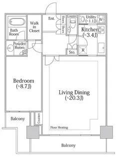 東京都新宿区河田町【マンション】の間取り