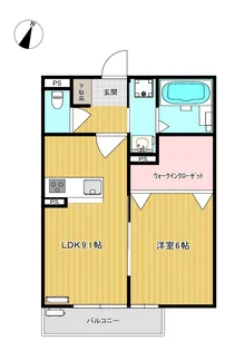 ソレアードミナミB棟【2階】の間取り