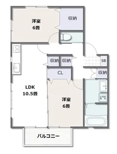 ヴィラ・来留美B棟【2階】の間取り