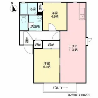 プラスパ高畑B【2階】の間取り