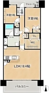 クレヴィア高槻【9階】の間取り