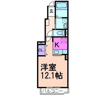 サンディーアC【1階】の間取り