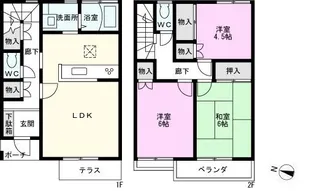 風間メゾネツトA棟【1階】の間取り