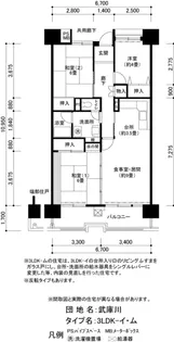 UR武庫川【7階】の間取り
