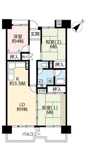 UR武庫川【7階】の間取り
