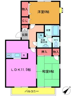 サンハイツ北方A棟【2階】の間取り