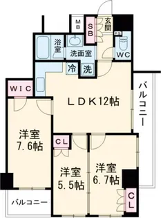 王子神谷パークサイドハイツ【7階】の間取り