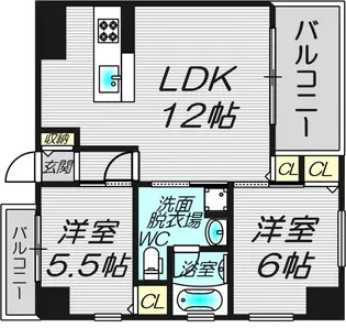 PHOENIX緑地公園(旧:レジディア緑地公園)【6階】の間取り
