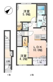 メゾンドフルール【2階】の間取り