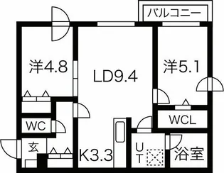 アンジュール発寒南【3階】の間取り