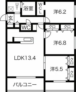 Roots 真駒内(ルーツマコマナイ)【3階】の間取り