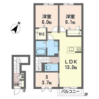ミルティーユB【2階】の間取り