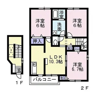 グレイスタウンC【2階】の間取り