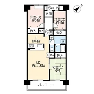 UR北坂戸駅前第二ハイツ【4階】の間取り