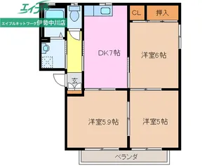 サンハイム中川 C【1階】の間取り