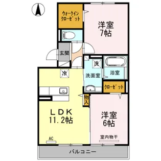 メルベーユ中筋【3階】の間取り