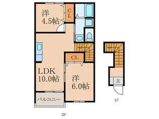 リバ-サイド美夜古B棟【2階】の間取り