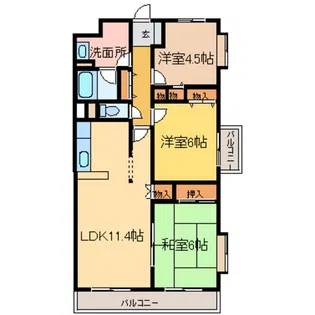 ルレーブ城南【3階】の間取り