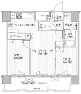 コスモグランス南品川【14階】の間取り