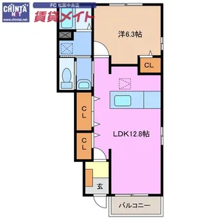 ボン マルシェ シス【1階】の間取り