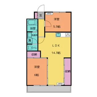コーポエトワール【1階】の間取り