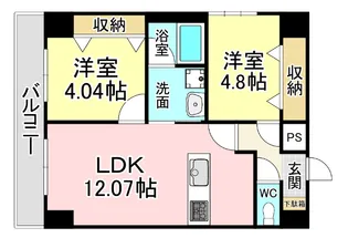 u-Basic reef 三萩野【8階】の間取り