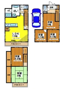 東京都中野区南台4【一戸建】の間取り