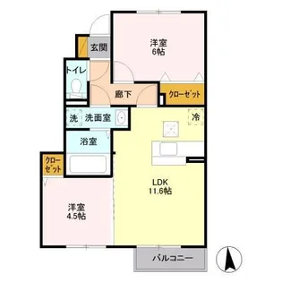 クレシア【1階】の間取り