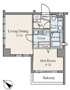 東池袋デュープレックスリズ【7階】の間取り