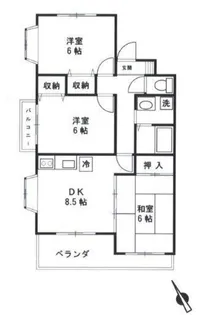 エアフォルク細山【3階】の間取り
