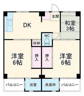 ビレッジハウス勝田3号棟【1階】の間取り