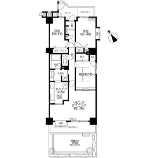 ルネ門前仲町パークステイツ【1階】の間取り