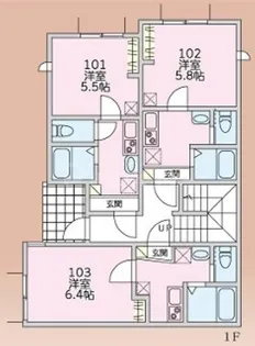 プランドール市川【1階】の間取り