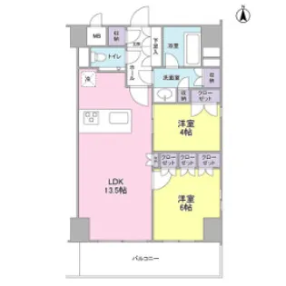 プロスペクト・グラーサ広尾【13階】の間取り