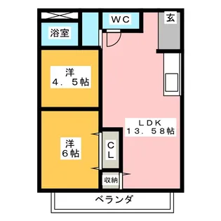 シティハイツ渡辺【2階】の間取り