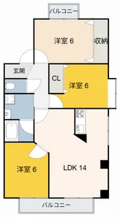 ビューラー佃 2棟【1階】の間取り