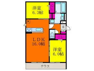 セジュール ド ソレイユ【1階】の間取り