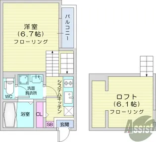 wood house殻町【1階】の間取り