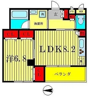 カミュー松戸北小金【6階】の間取り