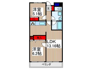 リベラルシティハイツ【2階】の間取り